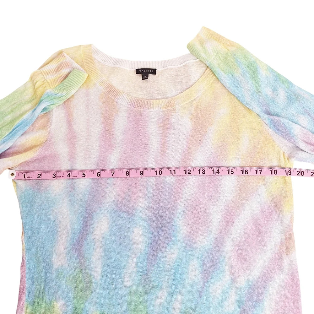 Talbots Sz M Pastel Tie-Dye Lightweight Linen Blend Long Sleeve Pullover Sweater - Picture 6 of 9